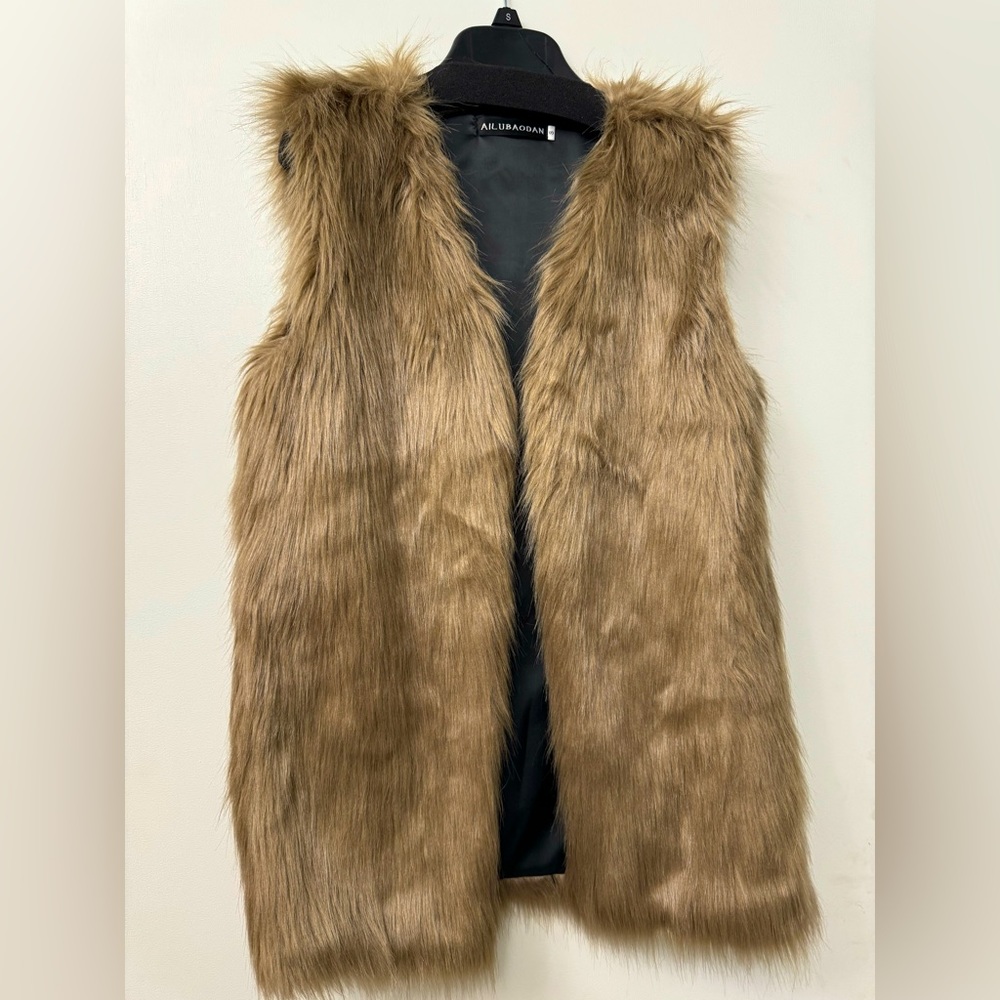 Brown faux fur vest